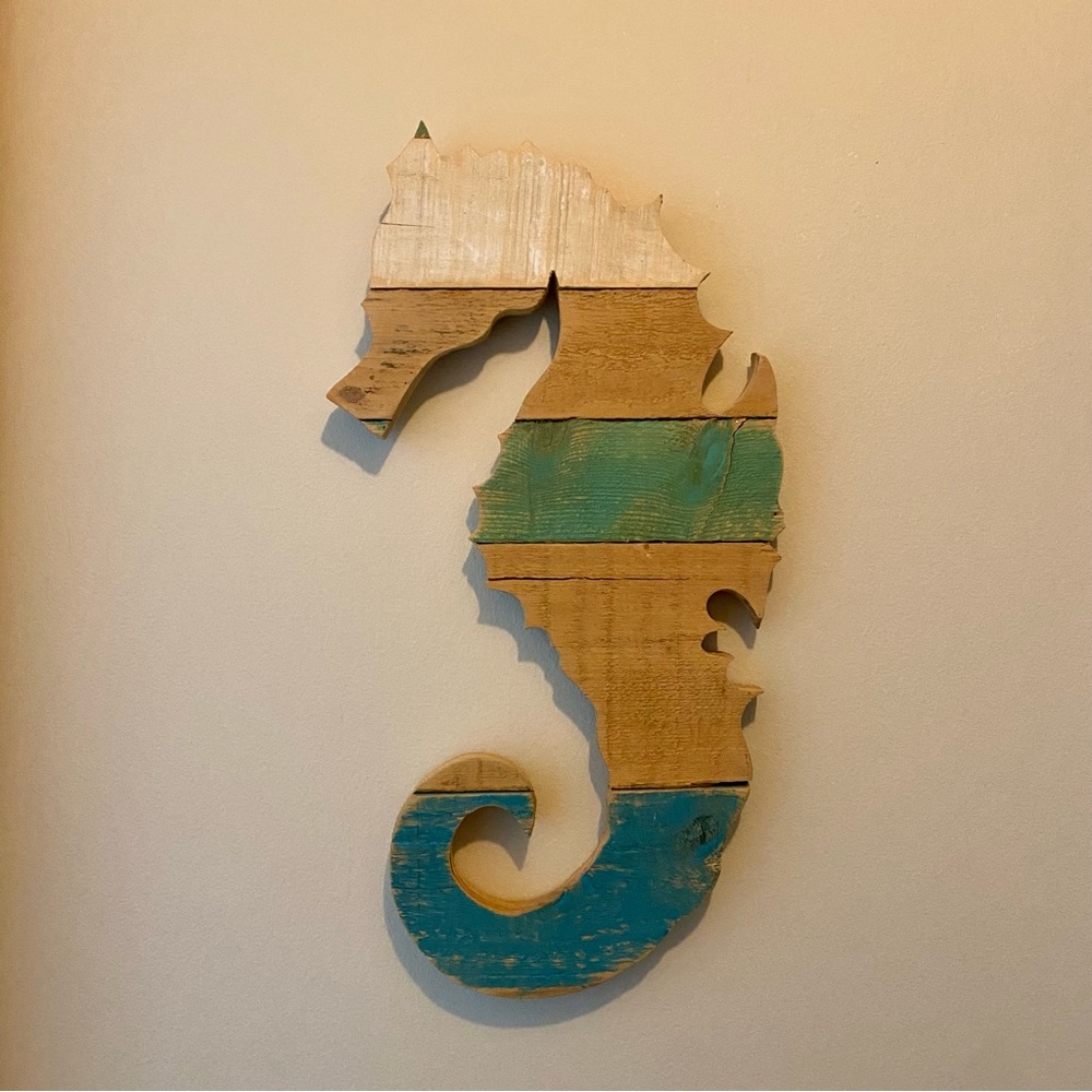 Wood Seahorse Wall Hanging Cutout Painted Wood